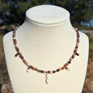 Jasper, Opal, Garnet, Pearl Necklace ~ Healing Jewelry